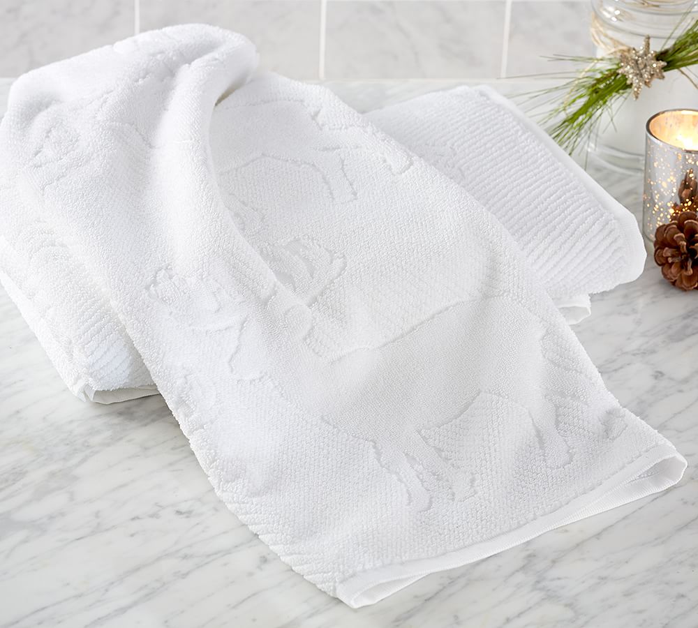 Reindeer Sculpted 600gram Weight Bath Towel Pottery Barn