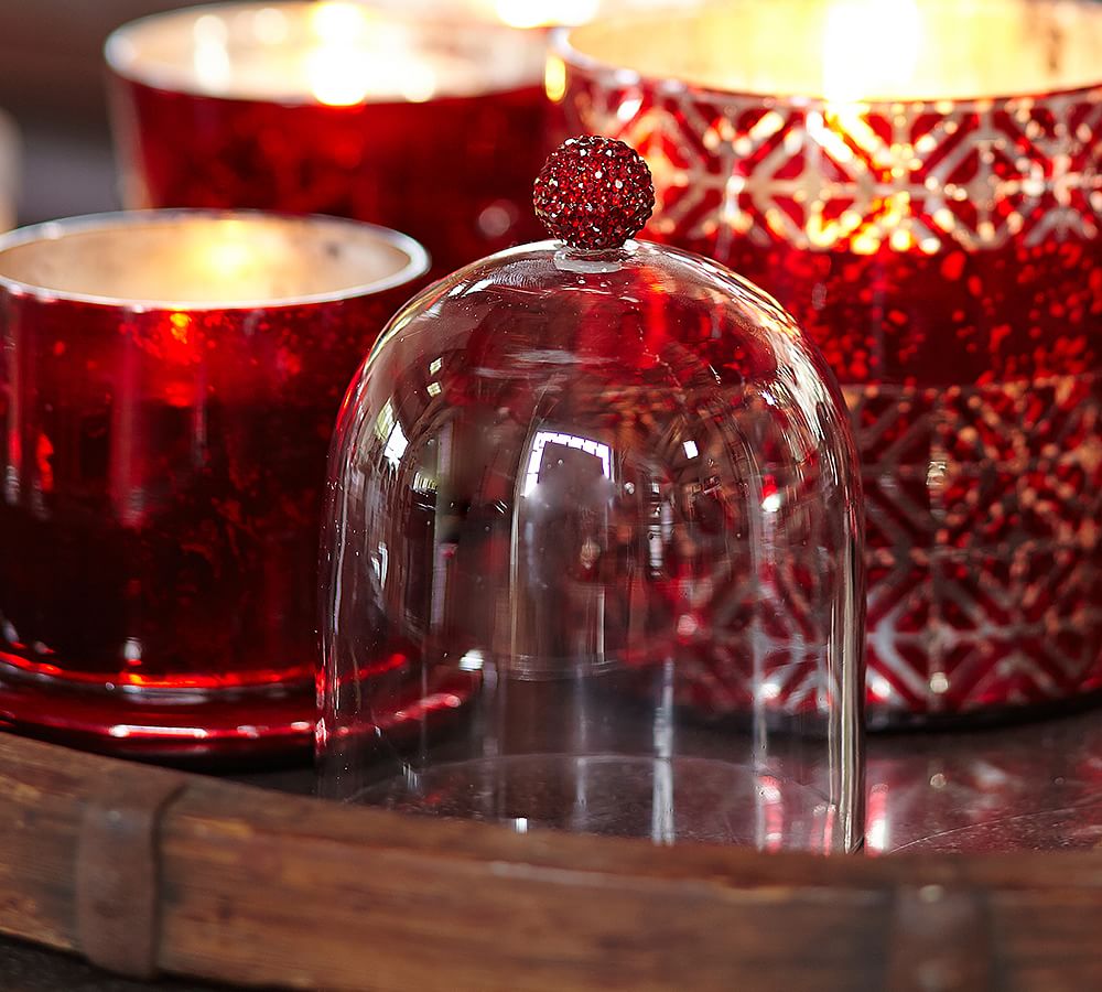 Cloche With Jeweled Top Scented Candle Pot