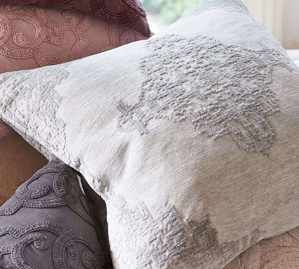 Maddie Textured Pillow Cover Smoke Pottery Barn