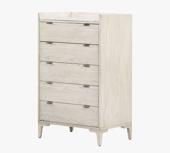 Geary Marble Top 5-Drawer Tall Dresser | Pottery Barn