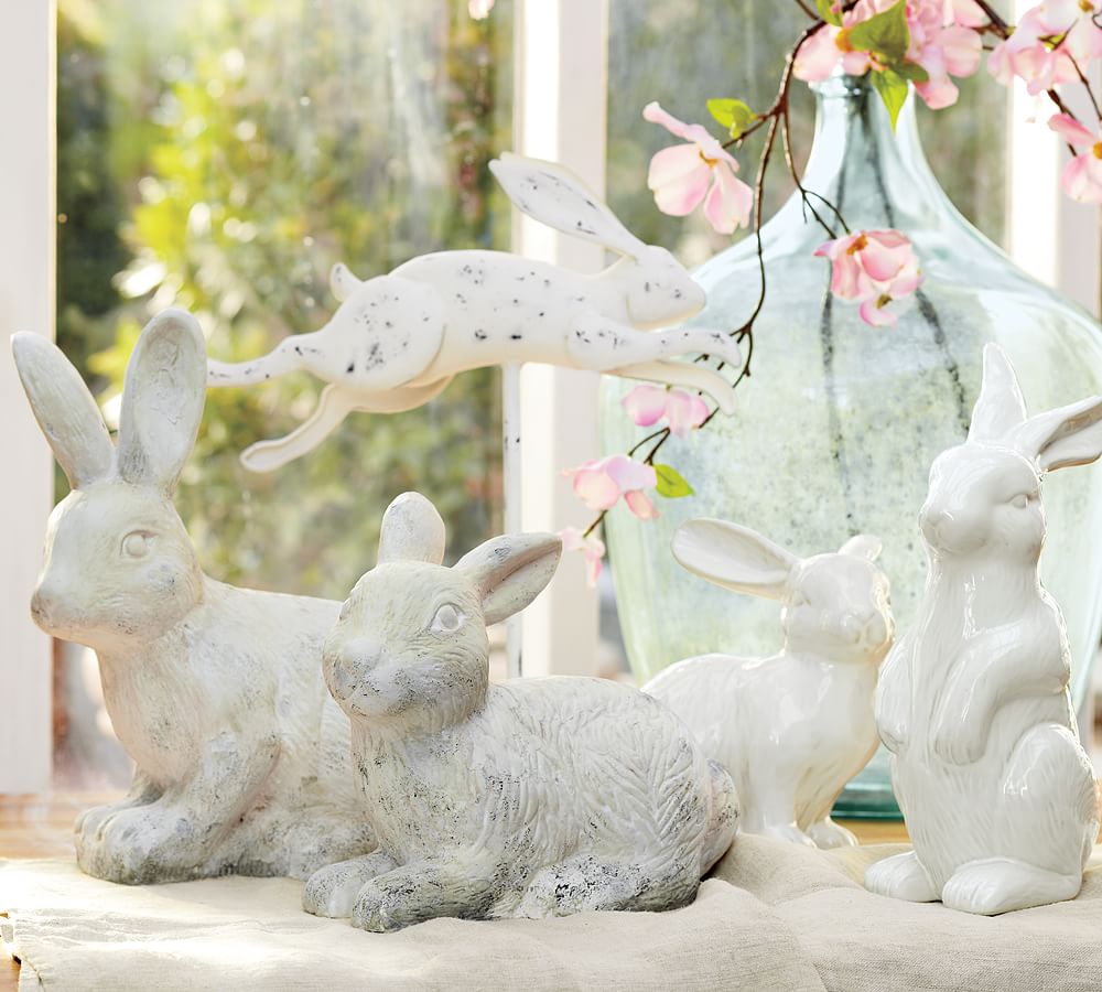 Rustic Wooden Rabbits - Iron Accents