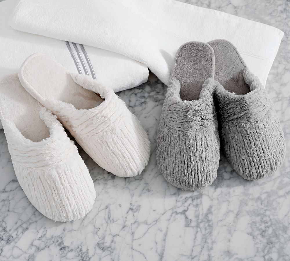Furry Knit Slippers Pottery Barn