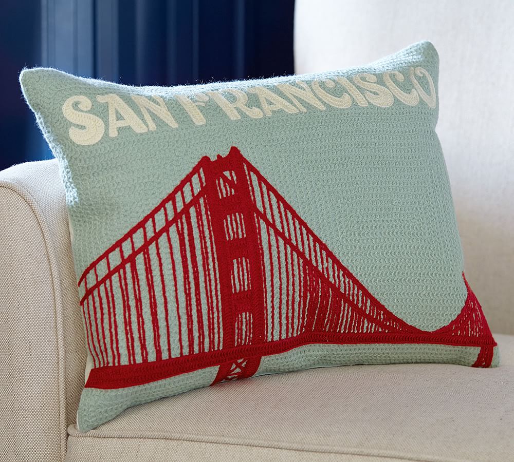 San Francisco Crewel Embroidered Decorative Pillow Pottery Barn