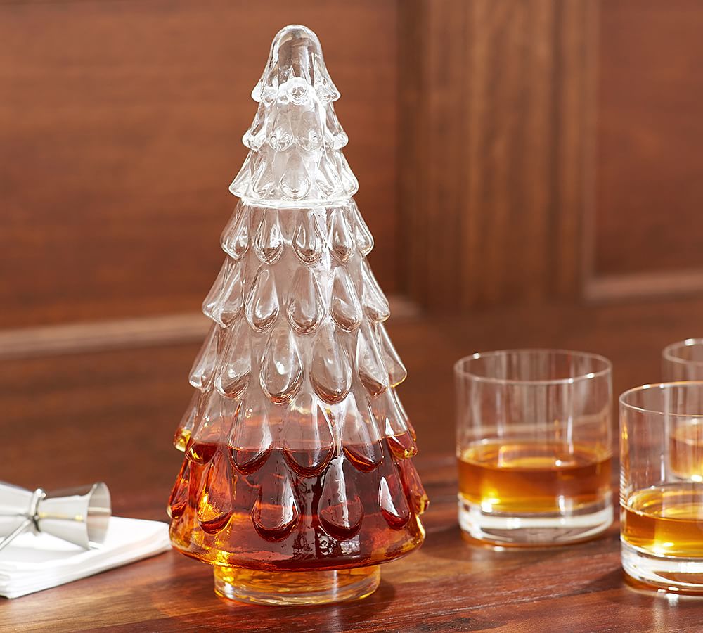 Blown Glass Christmas Tree Figural Drink Dispenser