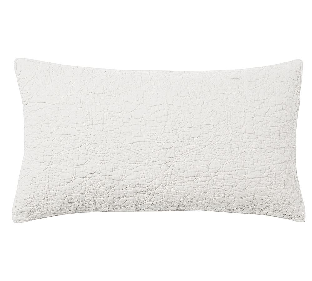 Belgian Flax Linen Floral Stitch Quilted Sham