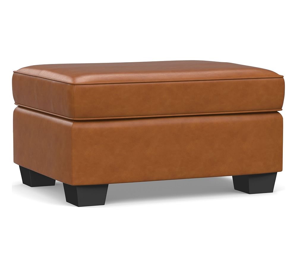 PB Comfort Leather Ottoman Pottery Barn