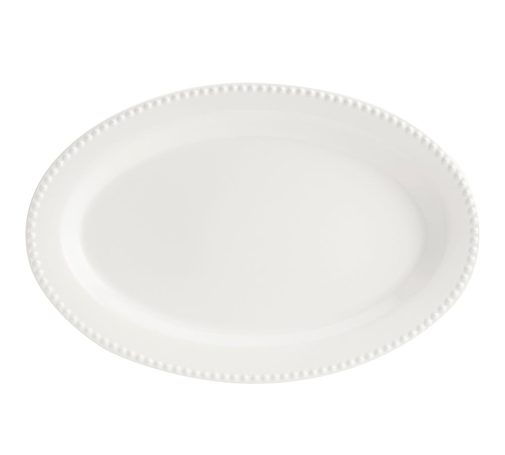 Emma Beaded Stoneware Oval Serving Platter