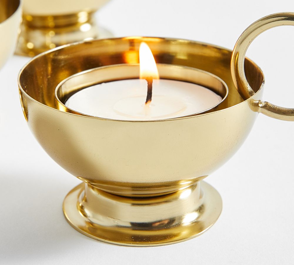 Modern Curved Gold Wax Pillar Candle