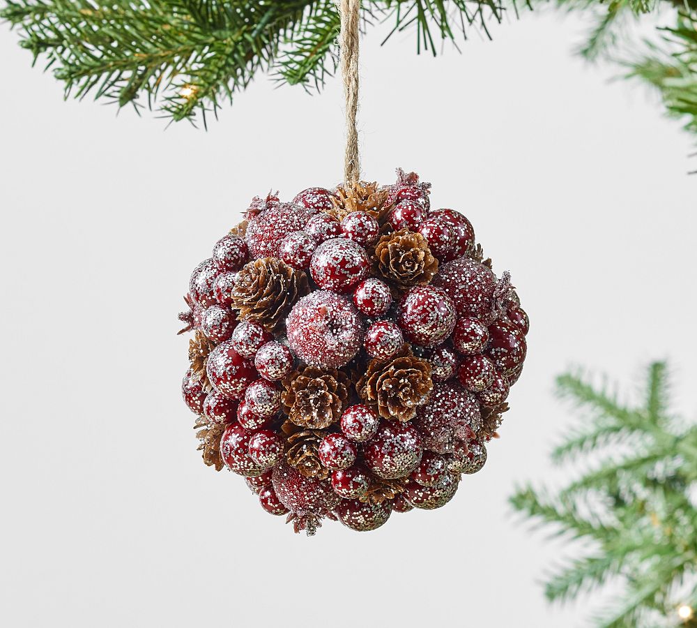 Glitter Berry And Pinecone Sphere Ornament