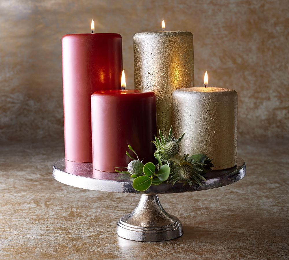 Modern Curved Gold Wax Pillar Candle