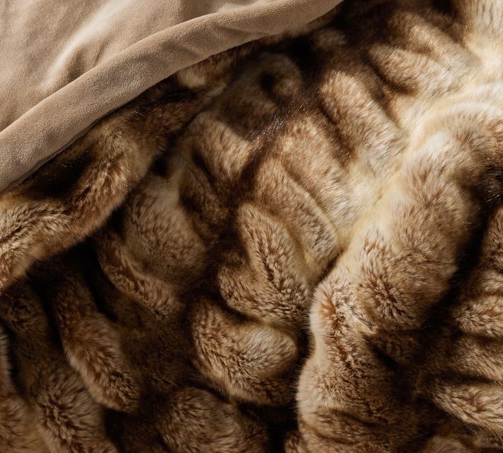 Faux Fur Ruched Throw Blankets Pottery Barn