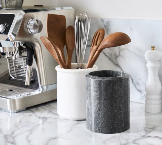 Black Marble Kitchen Utensil Holder Kitchen Accessories Pottery Barn   Black Marble Kitchen Utensil Holder C 