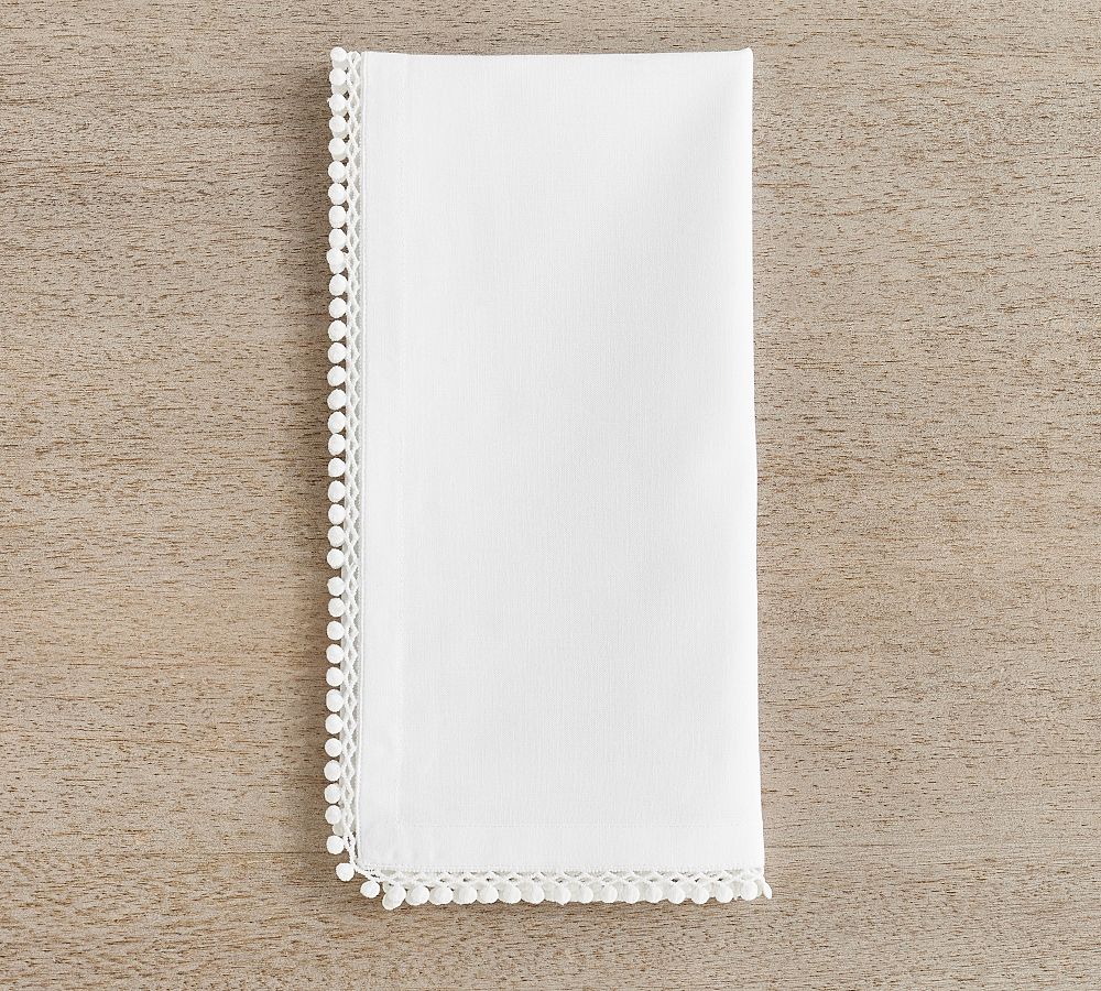 Morgan Lace Trim Organic Cotton Napkins - Set of 4