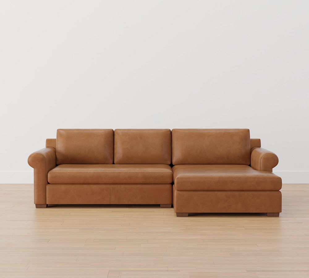 Shasta Roll Arm Leather Sofa Chaise Sectional Pottery Barn