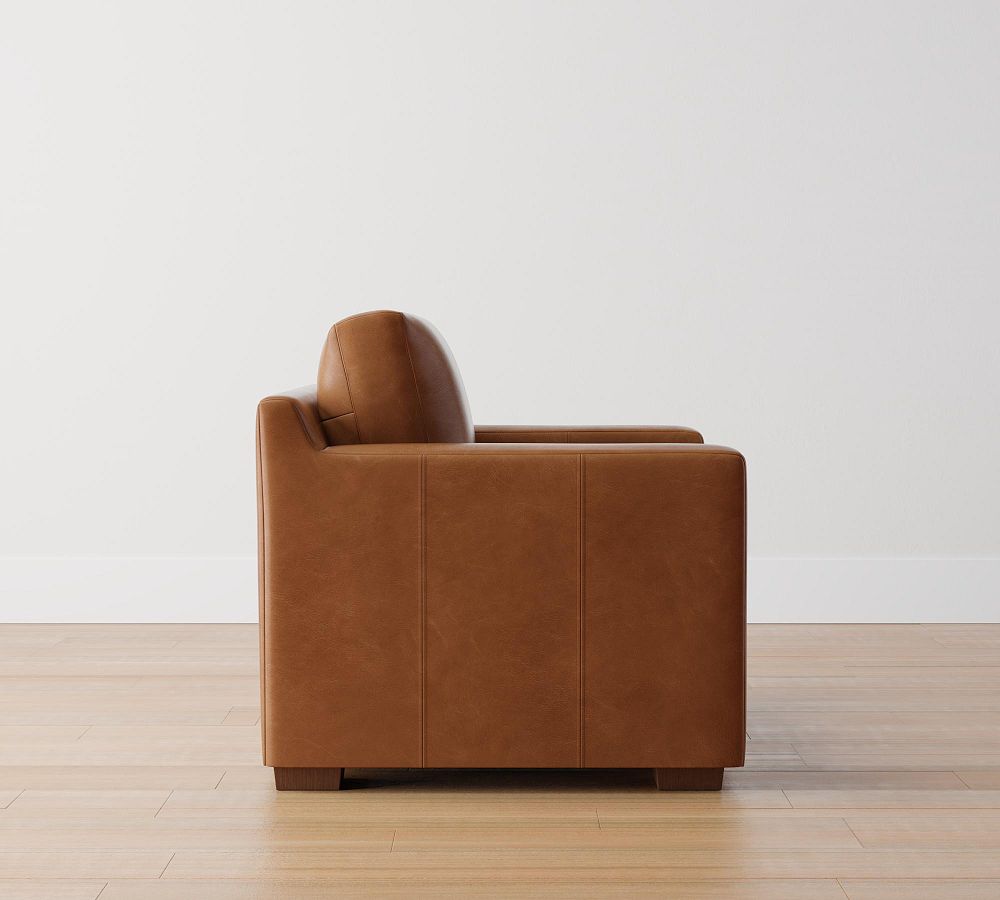 Square outlet leather armchair