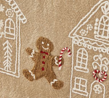Gingerbread Village Embroidered Table Runner | Pottery Barn
