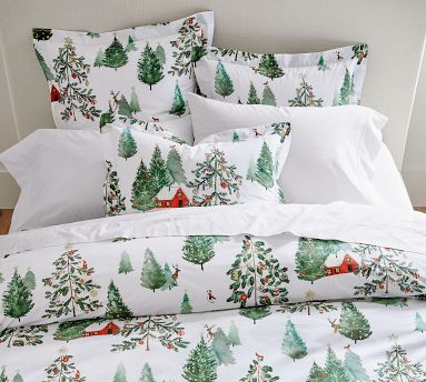 Christmas in the Country Percale Duvet Cover | Pottery Barn