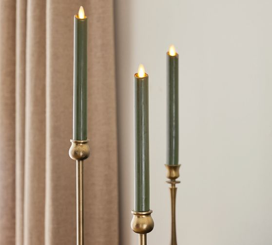 Premium Flickering Flameless Wax Taper Candle Pottery Barn