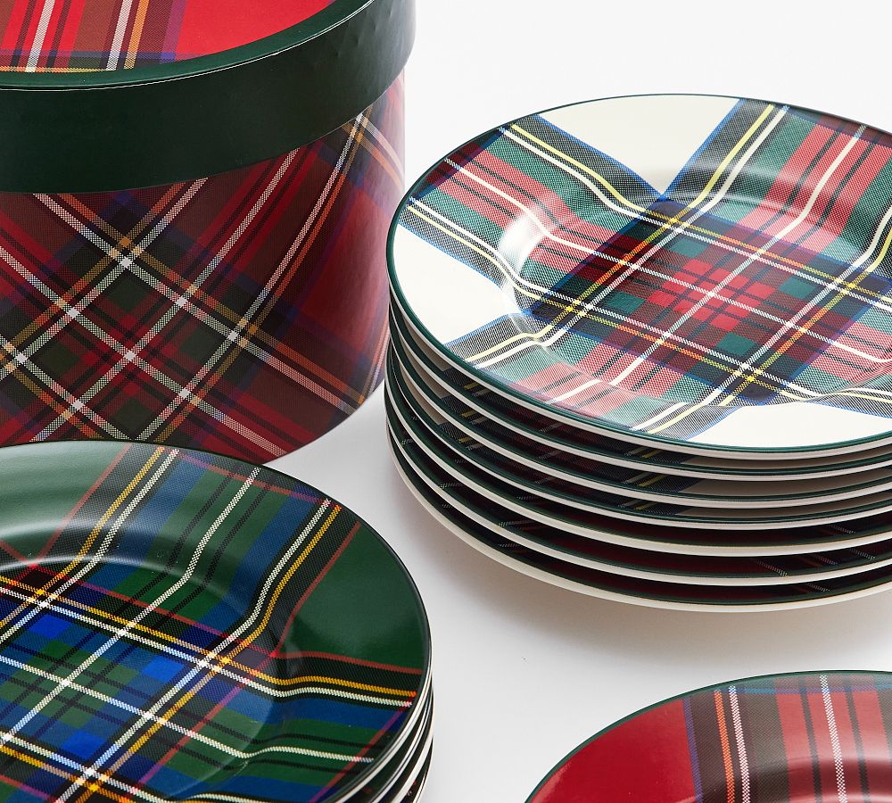 Stewart Plaid Appetizer Plates Set of 12 Pottery Barn