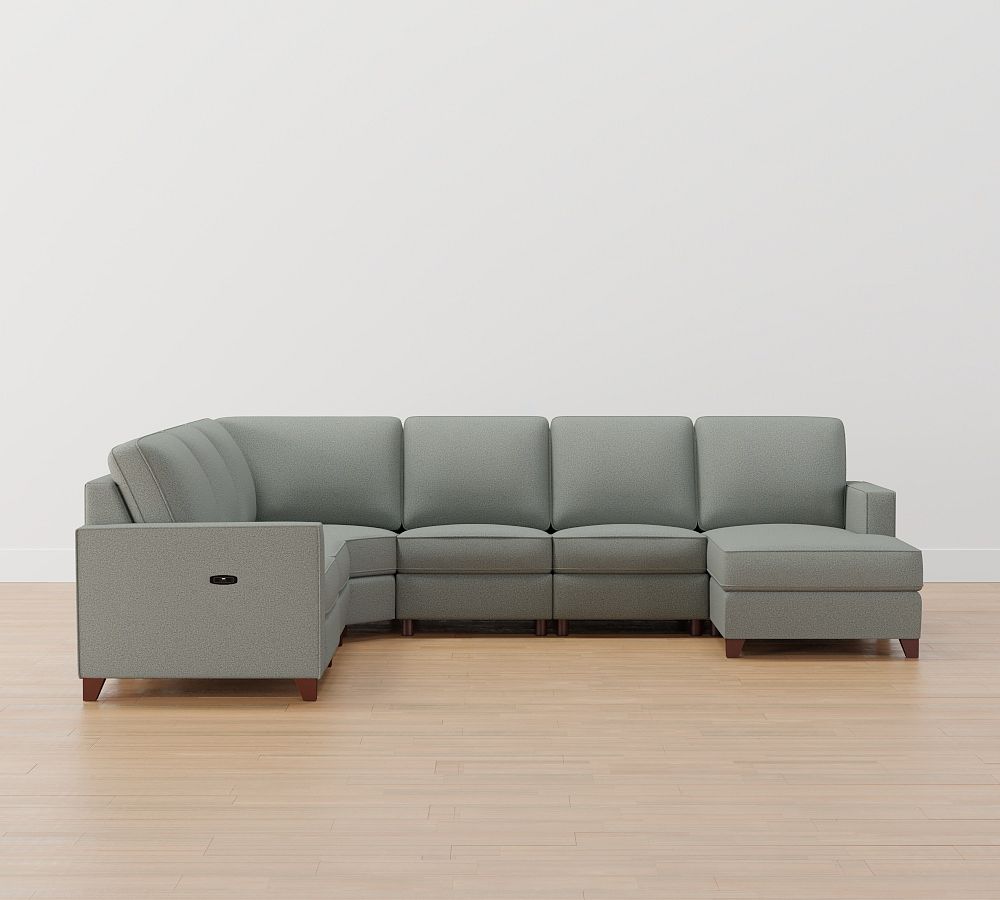 Cameron Square Arm Upholstered Power Reclining L-Shaped Sectional with Chaise | Pottery Barn