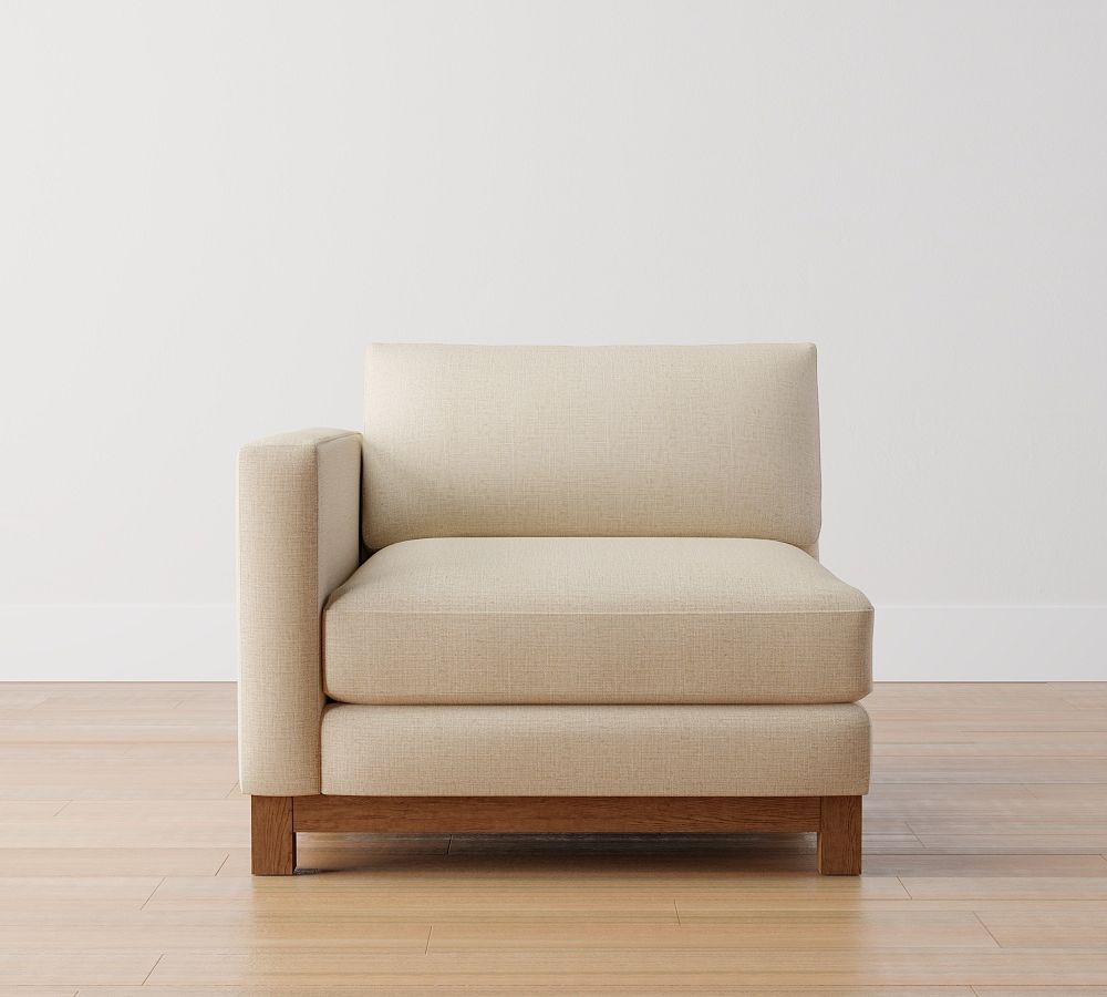 Build Your Own Jake Upholstered Sectional with Brindle Wood Base