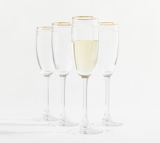 Gold Rim Ribbed Champagne Flute Set of 2 by World Market