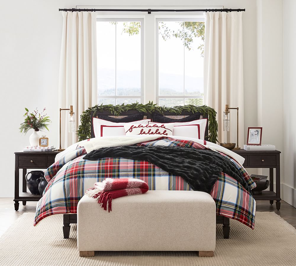 Stewart Plaid Cotton Sherpa Comforter | Pottery Barn