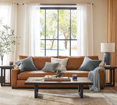 Turner Square Arm Leather Sofa | Pottery Barn