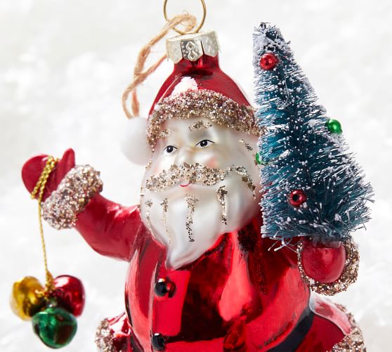 Mercury Glass Santa Ornaments | Pottery Barn