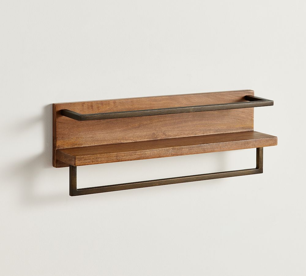 Lucy Mango Wood Shelf With Hooks