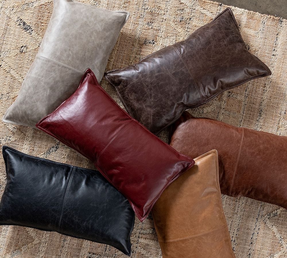 Pottery barn leather online pillows