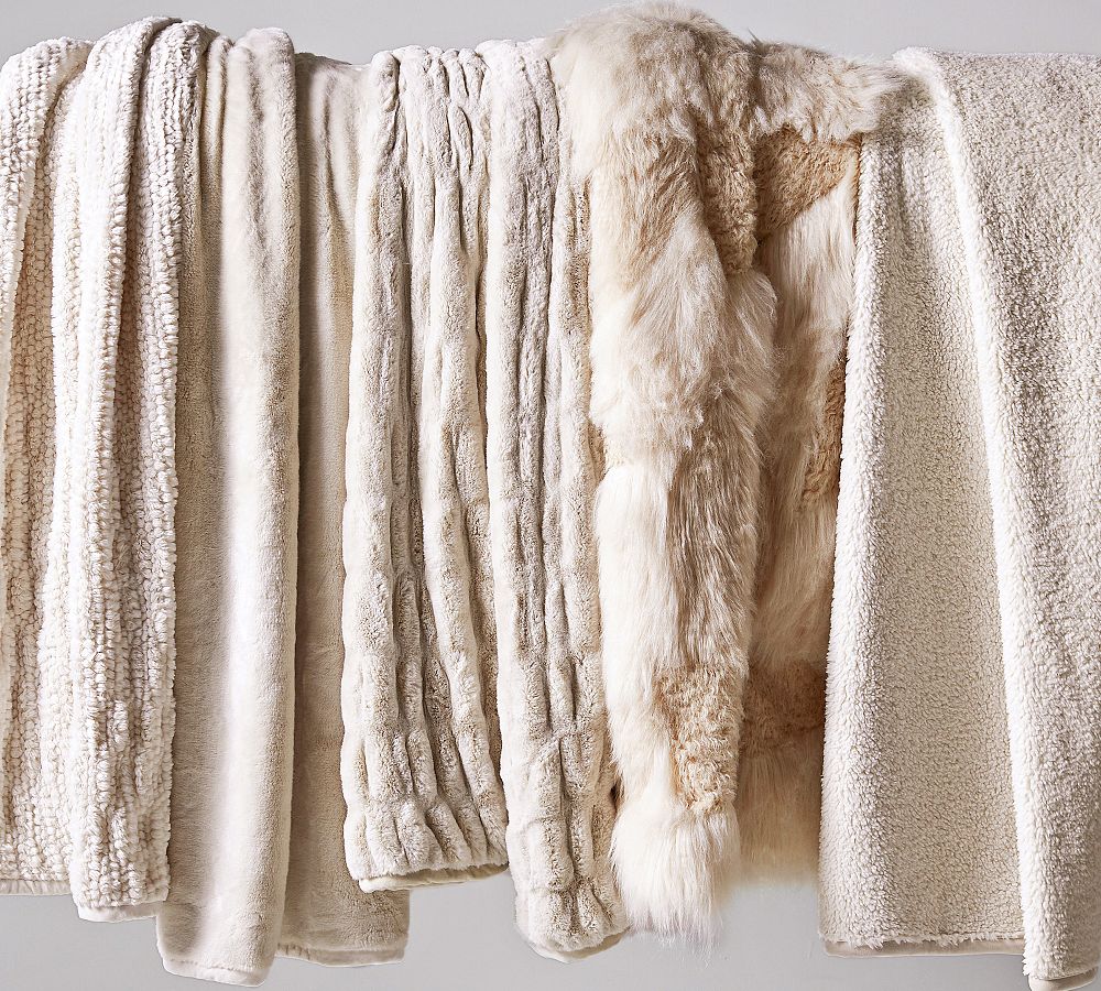 Faux fur throw blanket pottery online barn