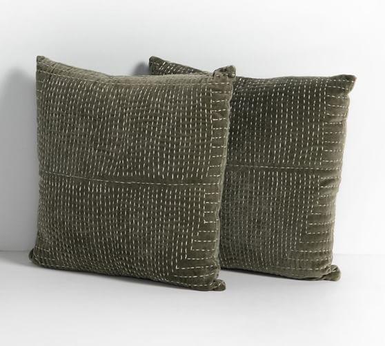 Kantha Velvet Stitch Pillow Cover Set of 2 Pottery Barn
