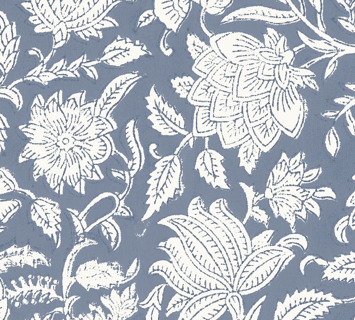 Block Print Floral Fabric, Wallpaper and Home Decor