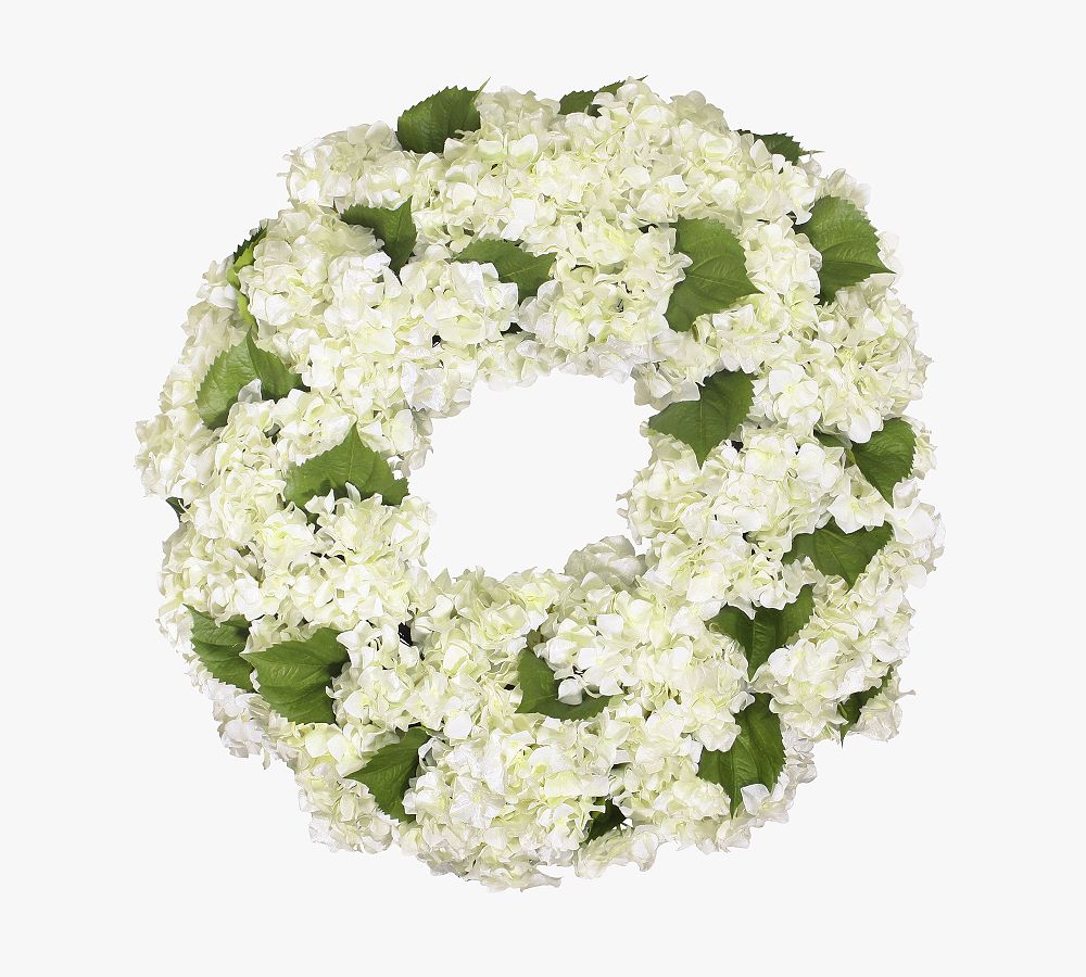 Faux Mixed White Hydrangea Wreath Pottery Barn