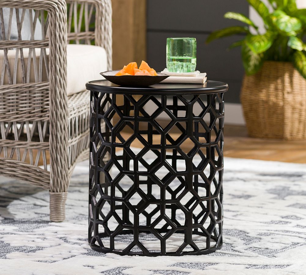 Zelle Round Metal Accent Table Pottery Barn