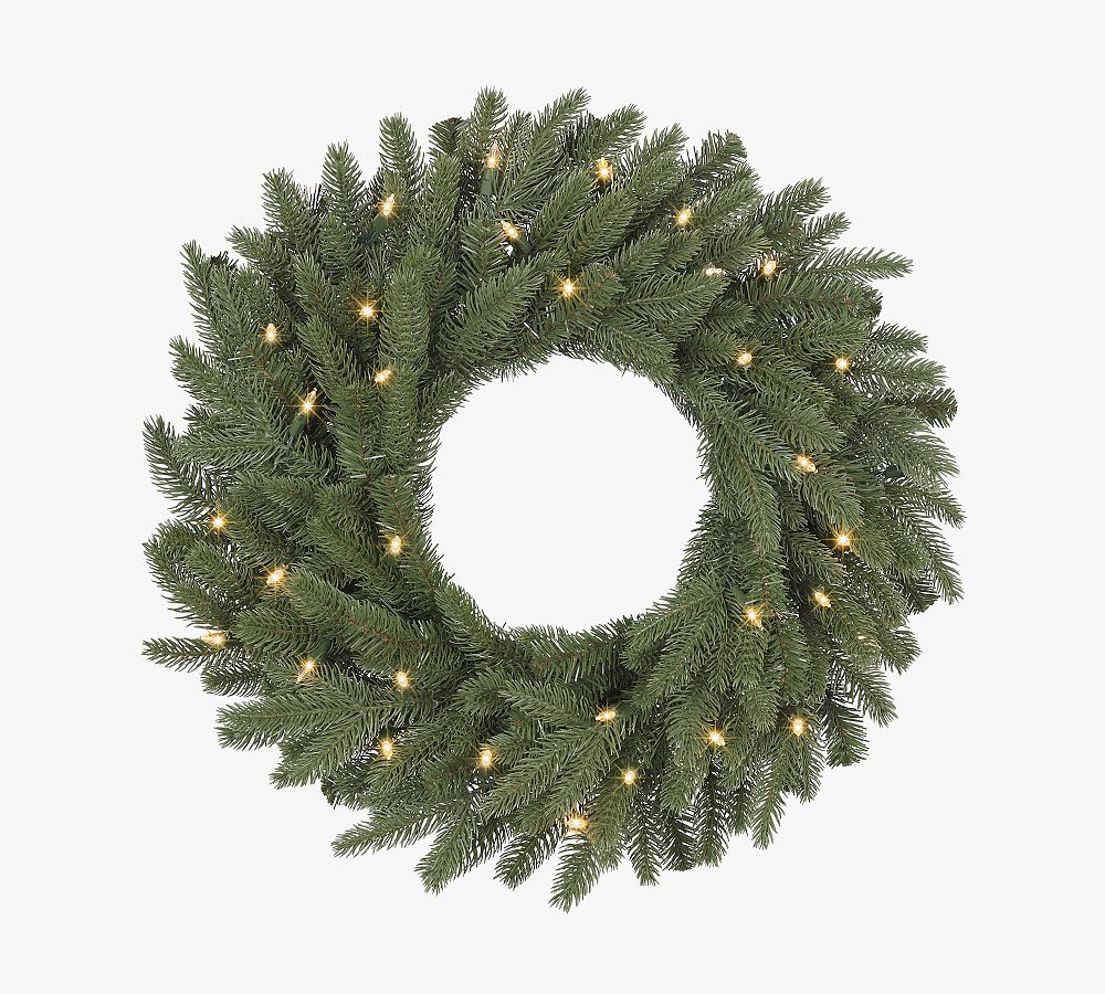 Lit Faux Kennedy Fir Wreath & Garland