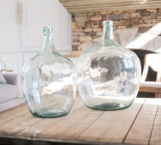 30 Liters Vintage XL Large Glass Wine Bottle Demijohn Mouthblown Floor Vase  French Pottery Storage Farmhouse Kitchen Home Decor Primitive 