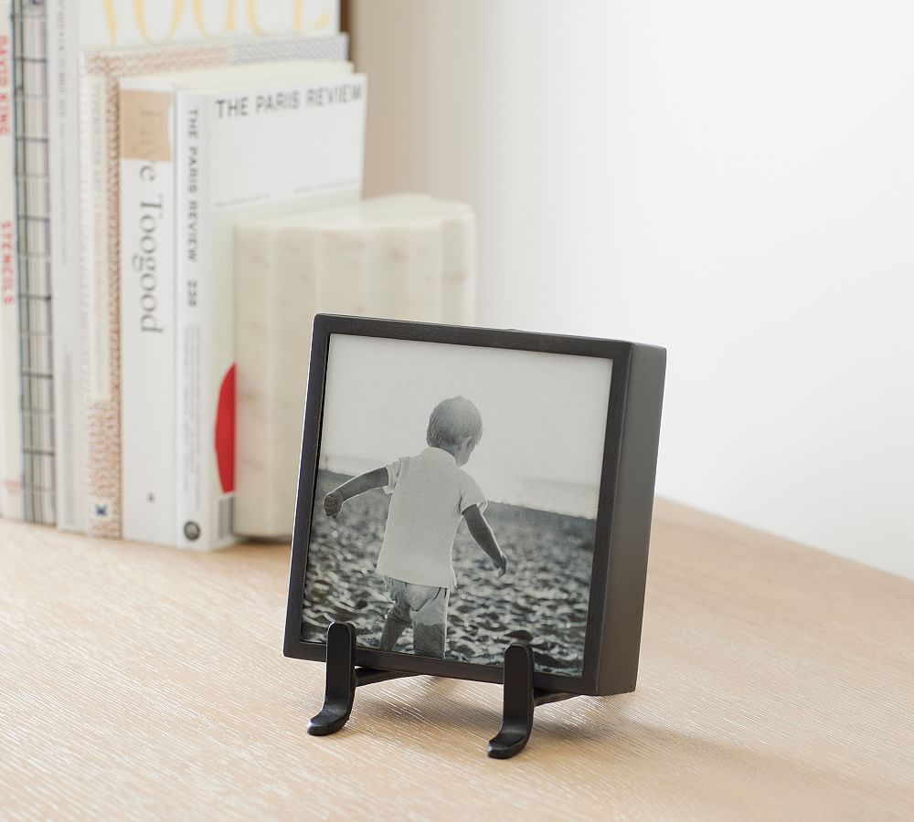 Metal and Cream Enamel Picture Frame Easel Stand Photo 