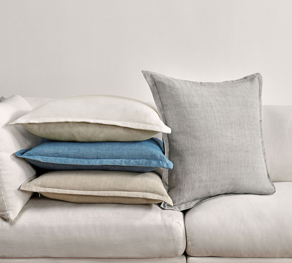 Carmelita Flax Linen Pillow Cover Pottery Barn
