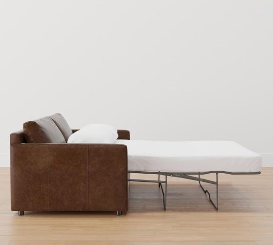 Pacifica Square Arm Leather Sleeper Sofa Pottery Barn