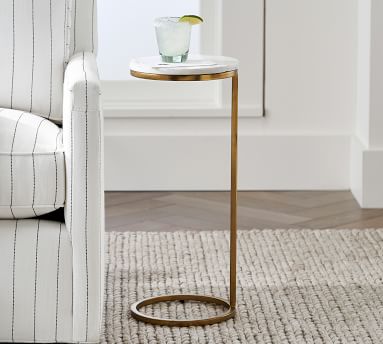 Delaney Round Marble C-Table | Pottery Barn