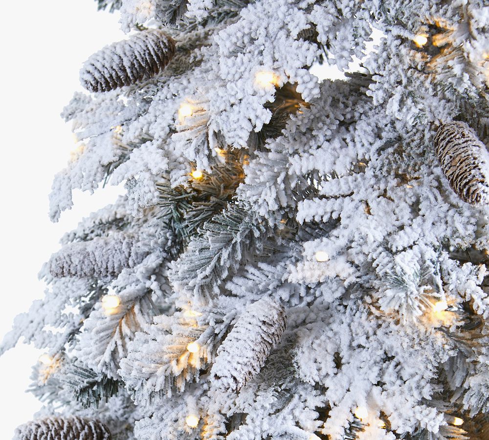 Lit Flocked Montana Down Swept Spruce Artificial Christmas Tree ...