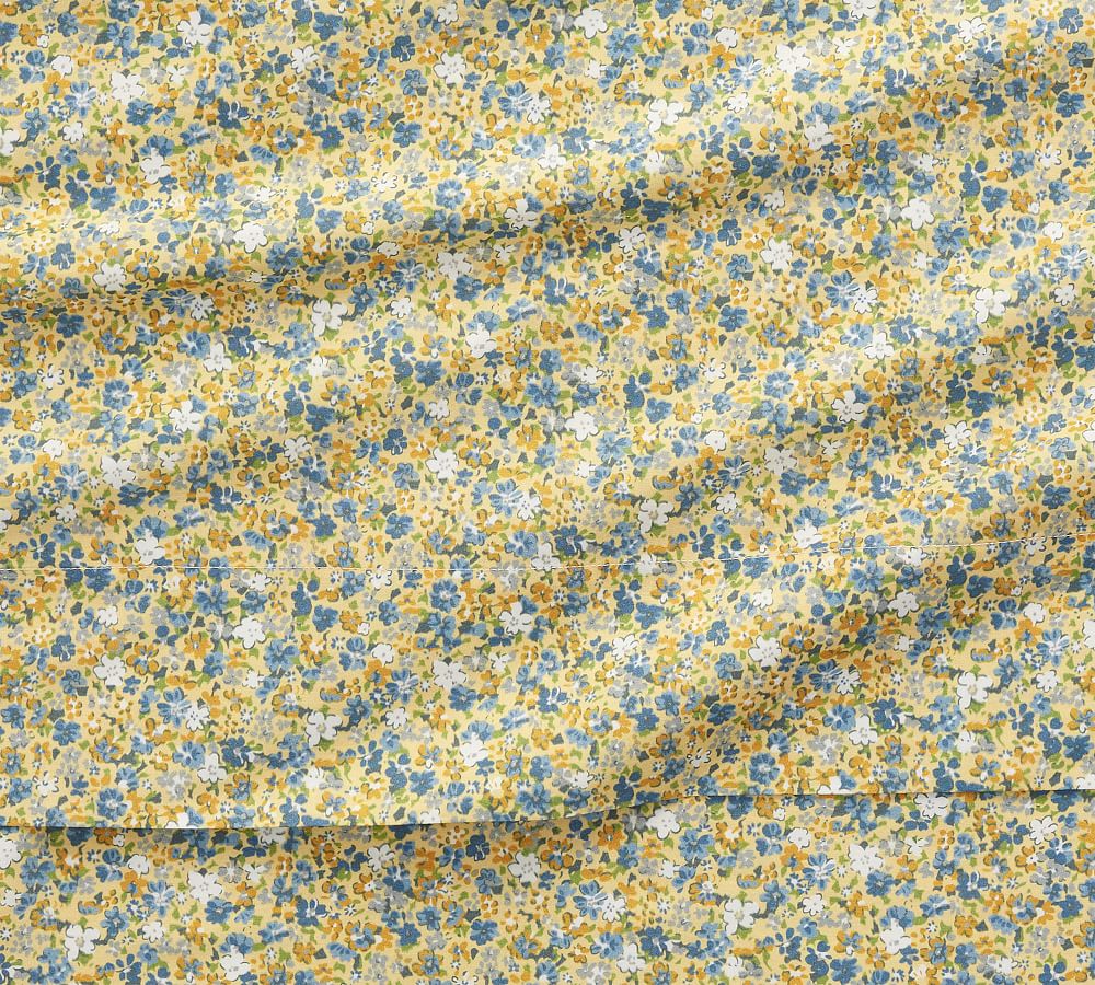 Cotton percale Fitted Sheet, Floral Moss, 90x200cm - (Final Sale