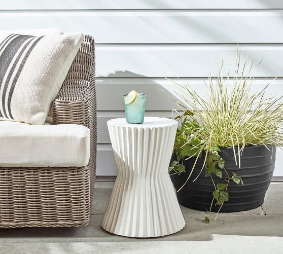 Fluted Outdoor Side Table Pottery Barn