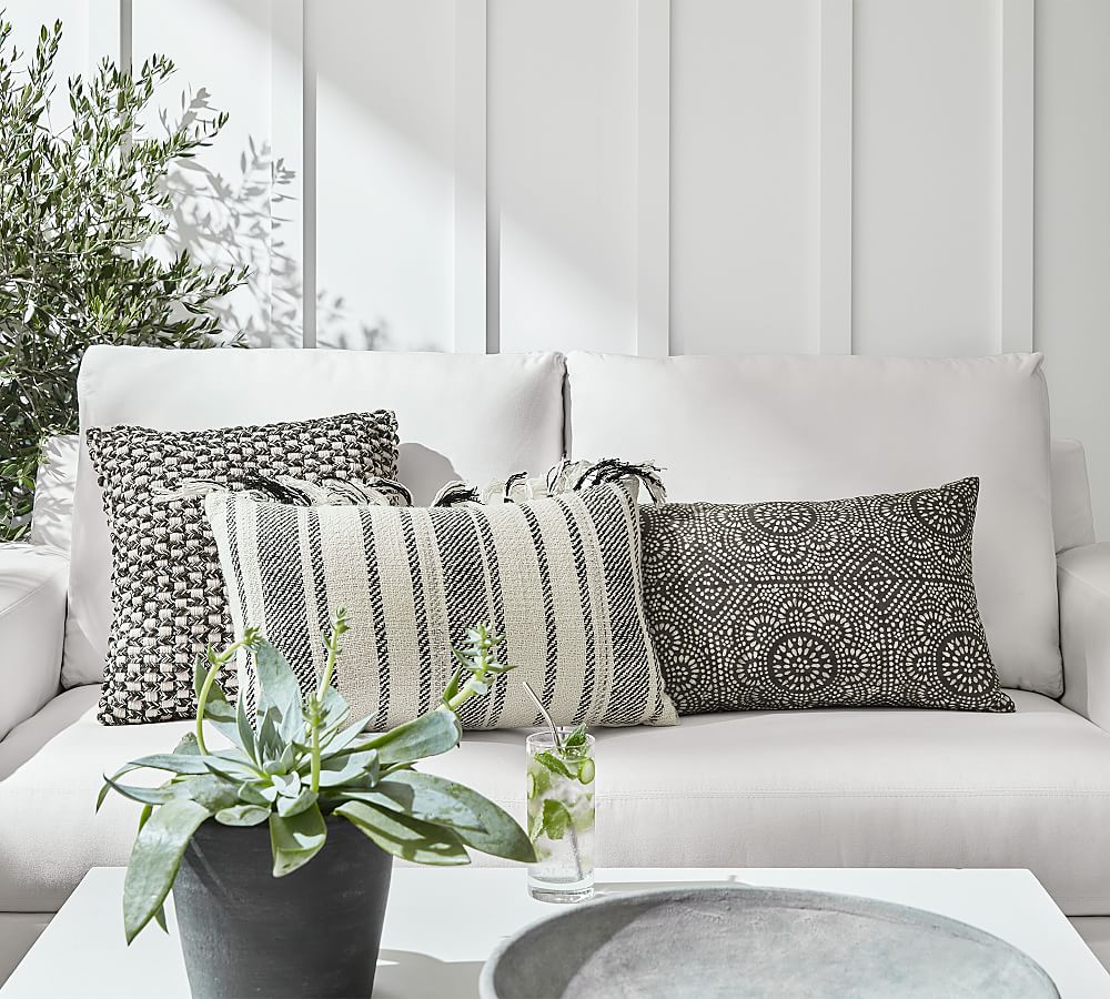 Adelaide Textured Lumbar Outdoor Throw Pillow Pottery Barn