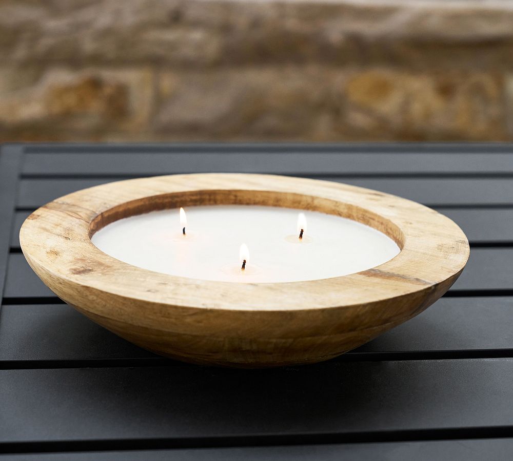 Wooden Bowl Scented Candle Fig & Sandalwood Pottery Barn
