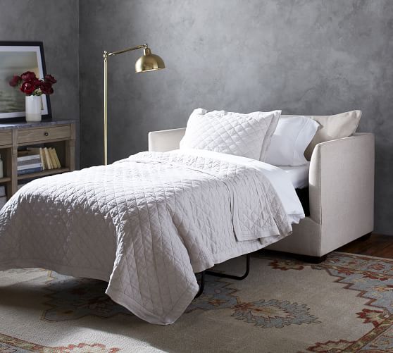 Luna Fabric Twin Sleeper Sofa with Memory Foam Mattress Pottery Barn