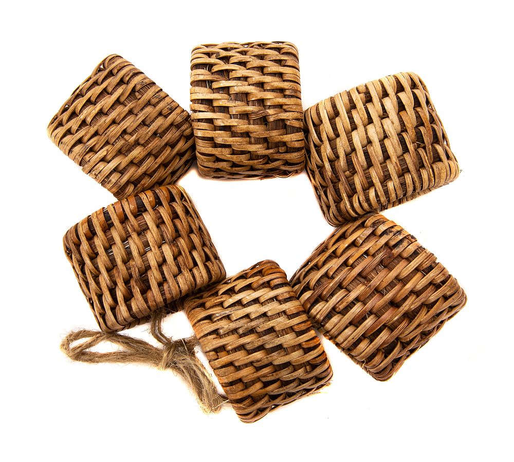 Tava Handwoven Rattan Napkin Rings - Set of 6