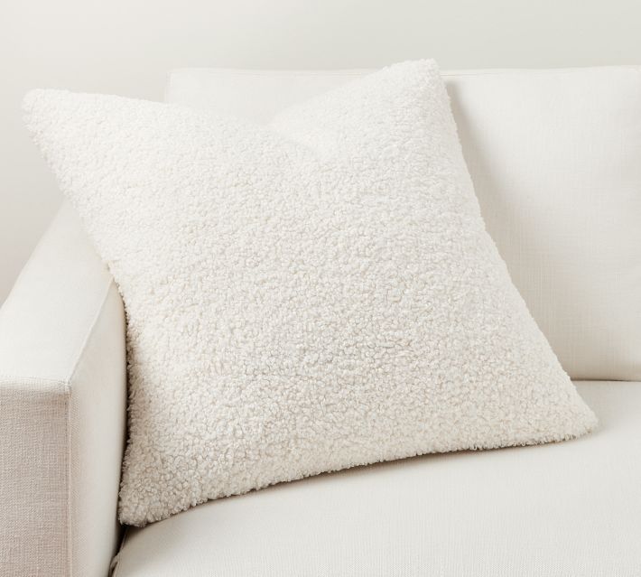 Set of 2 Soft Faux Fur Plush Ivory Decorative Throw Pillows